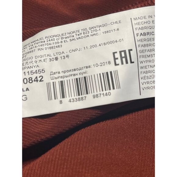 Mango Suit Womens Rust Brown Long-Sleeve Dress With Waist Tie Detail Size 8 - Picture 5 of 7